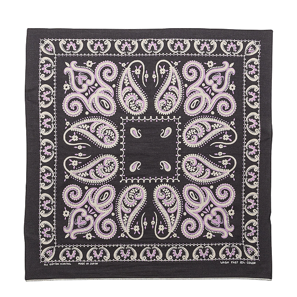 KAPITAL - Bandana Fastcolor Selvedge Sambo Paisley "Preto/Roxo" -NOVO-