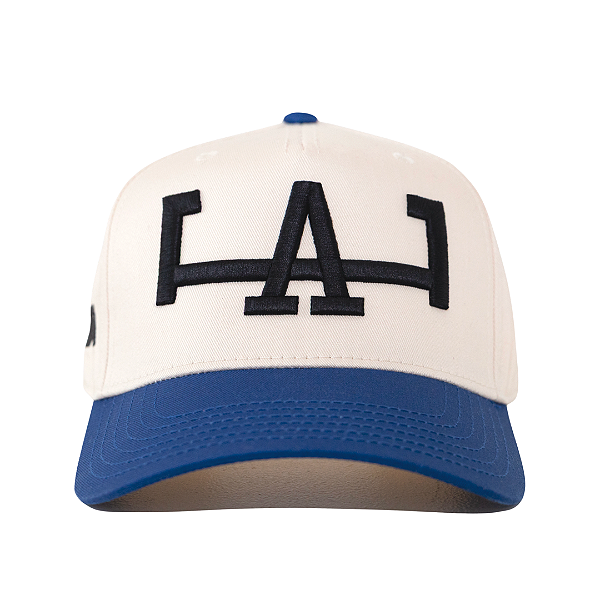 OMA DESIGN STUDIOS - Boné LA Curved Brim "Creme/Azul" -NOVO-