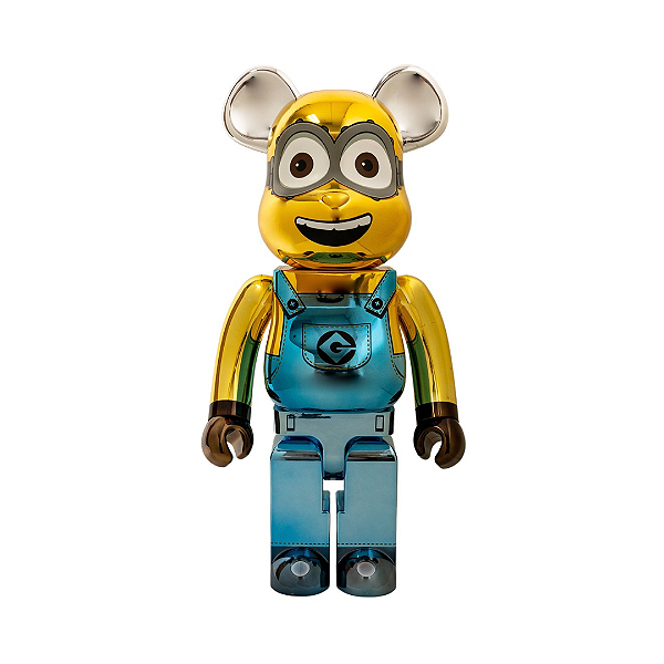 MEDICOM TOY X GHOSTBUSTERS - Boneco Bearbrick: Dave Chrome Version 1000% "Amarelo" -NOVO-