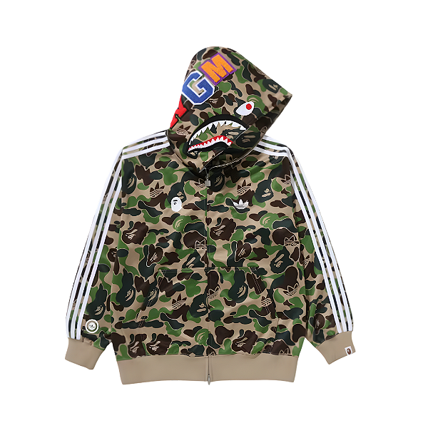 ADIDAS x BAPE - Moletom Zip Up Shark Relaxed Fit Track "Camo Green" -NOVO-