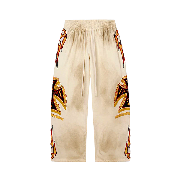 VALE LIVES FOREVER - Calça de Moletom La Flare "Creme" -NOVO-