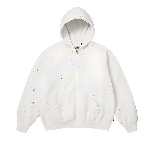 SUPREME x MM6 MAISON MARGIELA - Moletom Box Logo Zip Up "Branco" -NOVO-