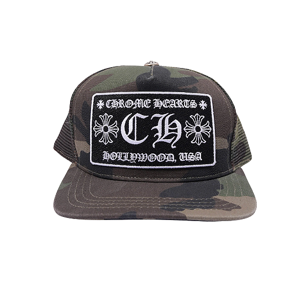 CHROME HEARTS - Boné Hollywood Trucker "Camo Green" -NOVO-