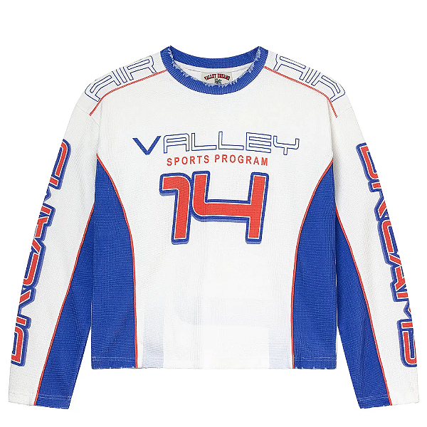 VALE LIVES FOREVER - Camisa Manga Longa Thermal Air Force "Branco/Azul" -NOVO-