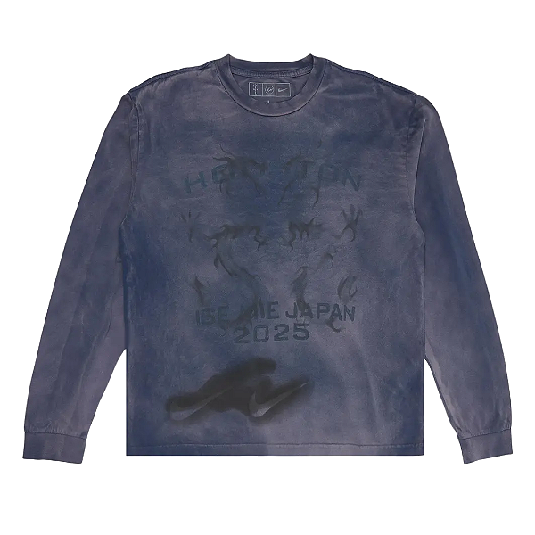 NIKE x TRAVIS SCOTT x FRAGMENT DESIGN - Camiseta Manga Longa Houston To Ise Mie "Azul" -NOVO-