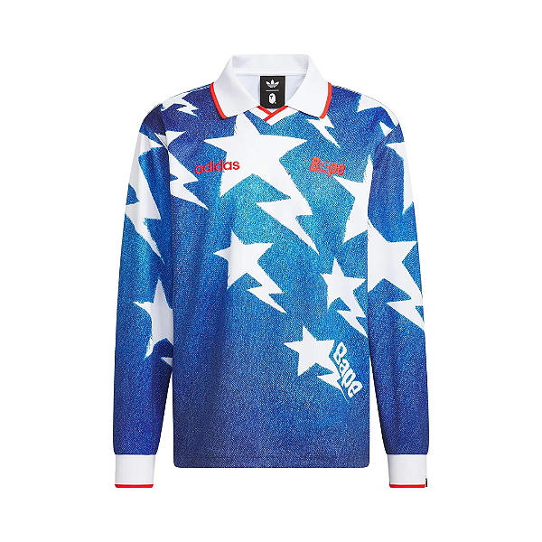 ADIDAS X BAPE- Camiseta Manga Longa Star Jersey "Azul" -NOVO-