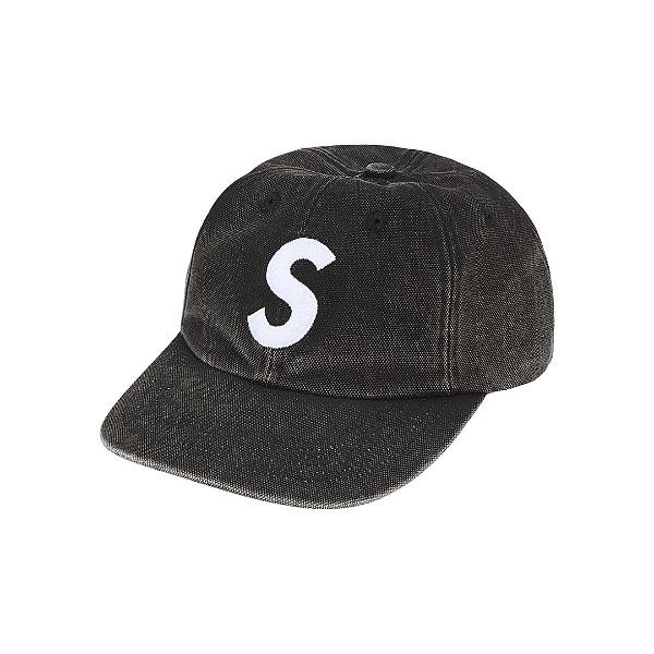 SUPREME - Boné Pigment Coated Canvas S logo 6-Panel FW25 "Preto" -NOVO-