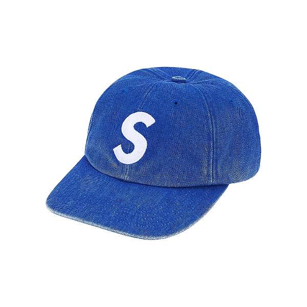 SUPREME - Boné Pigment Coated Canvas S logo 6-Panel FW25 "Azul" -NOVO-