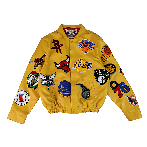 JEFF HAMILTON x NBA - Jaqueta Collage Vegan Leather "Amarelo" -VINTAGE-