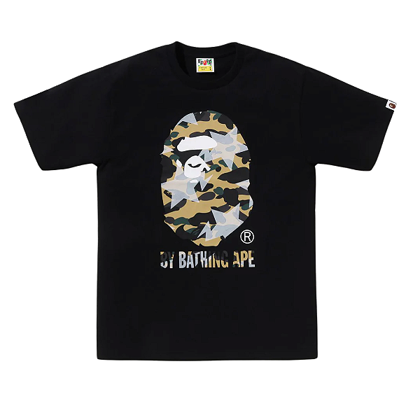 BAPE - Camiseta Sta Over Print 1st Camo "Preto/Amarelo" -NOVO-