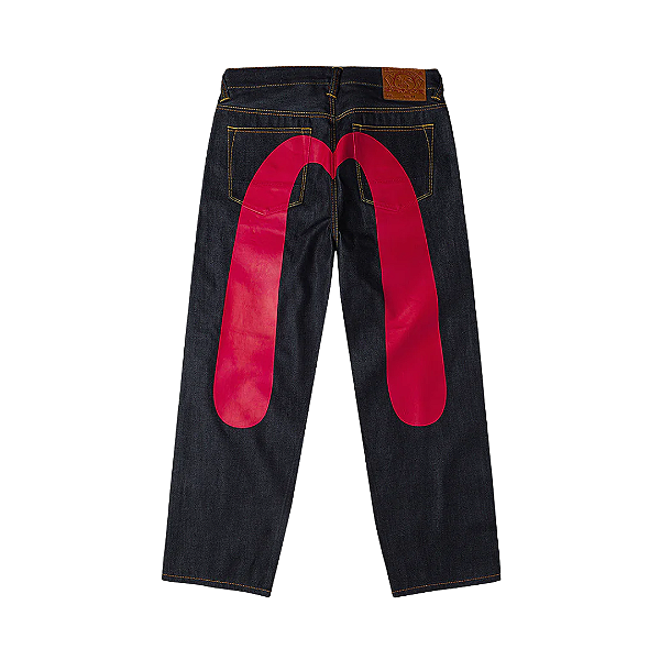 EVISU - Calça Daicock Print Loose Fit "Indigo/Red" -NOVO-