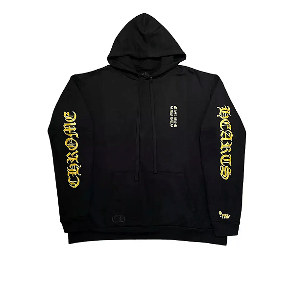 CHROME HEARTS - Moletom 1988 Vertical Logo "Preto/Dourado" -NOVO-