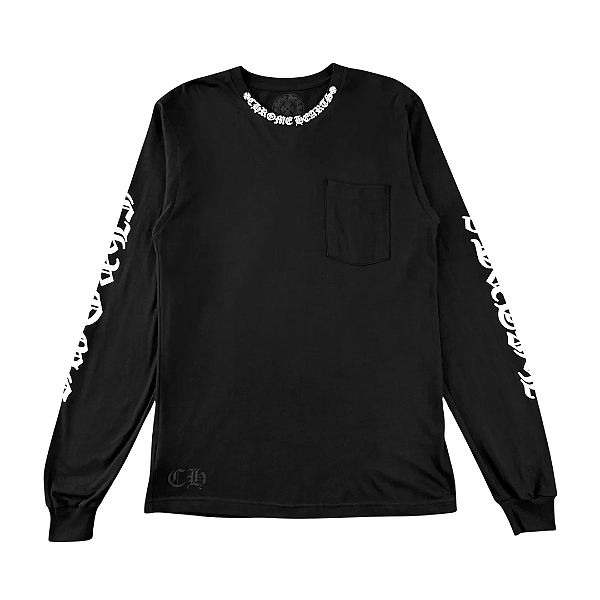 CHROME HEARTS - Camiseta Manga Longa Neck Logo "Preto" -NOVO-