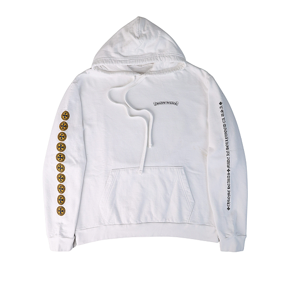 CHROME HEARTS - Moletom Plus Cross Logo "Branco/Amarelo" -USADO-