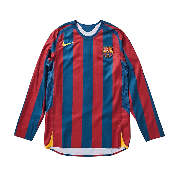 NIKE - Camiseta Manga Longa Barcelona (Ronaldinho) Reedição "Vermelho/Azul" -NOVO-