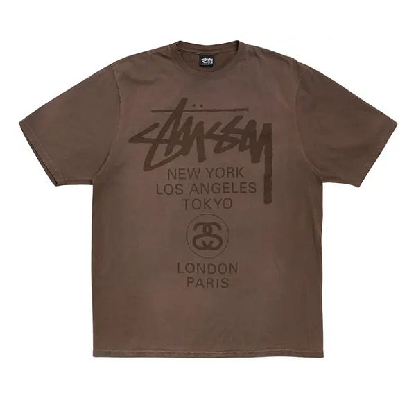 STUSSY - Camiseta World Tour "Marrom" -NOVO-