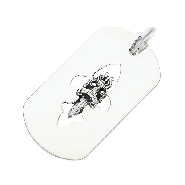 CHROME HEARTS - Colar Dog Tag Fle Dag Fudaga "Prata" -NOVO-