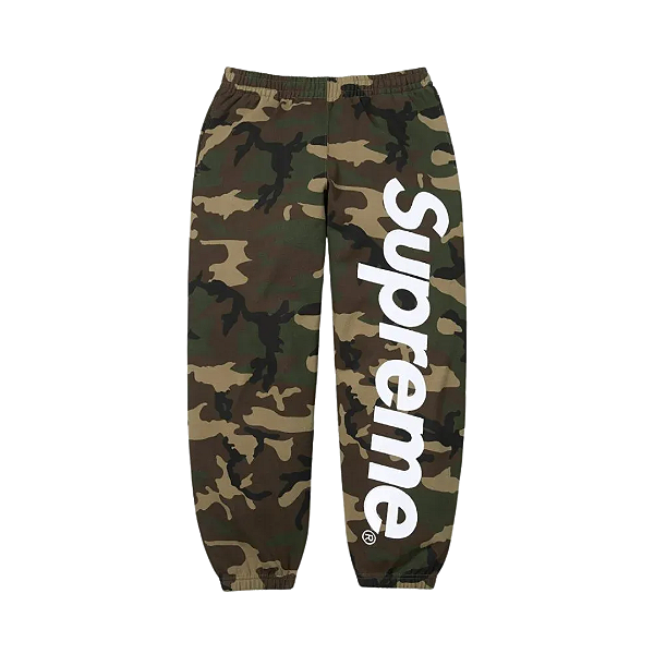 SUPREME - Calça De Moletom Satin Applique "Woodland Camo" -NOVO-