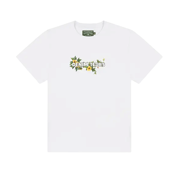 DENIM TEARS - Camiseta Cotton Floral Logo "Branco" -NOVO-
