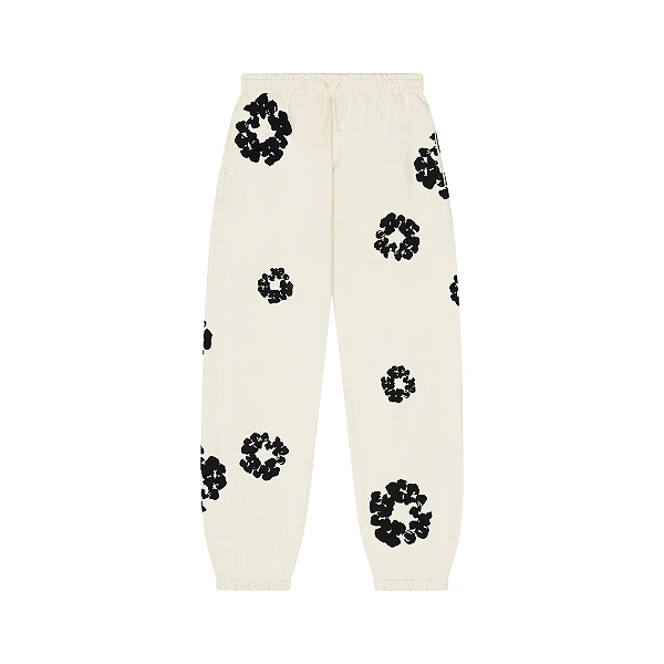 DENIM TEARS - Calça De Moletom Black Cotton Wreath "Oatmeal" -NOVO-