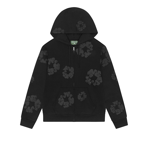 DENIM TEARS - Moletom Mono Cotton Wreath Zip Up "Preto" -NOVO-