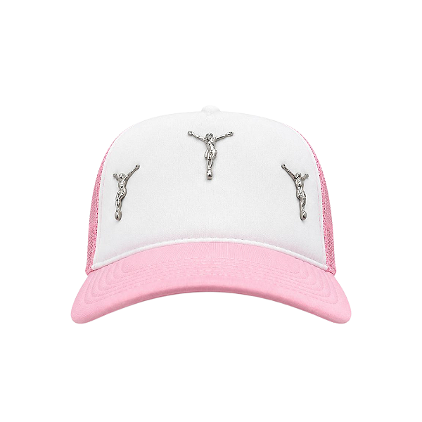 UMS 458-LL - Boné Trucker Tripple Christ "Branco/Rosa" -NOVO-