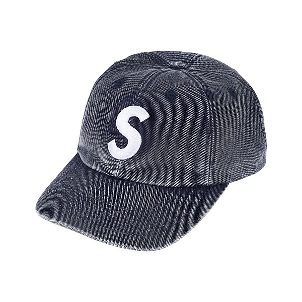 SUPREME - Boné Pigment Coated S Logo 6-Panel SS26 "Azul Escuro" -NOVO-