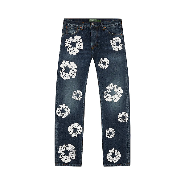 DENIM TEARS - Calça Jeans Straight Cotton Wreath "Dark Wash" -NOVO-
