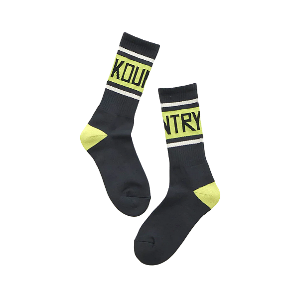 KAPITAL - Meia 144 Yarns Kountry (UNIDADE) "Preto/Verde" -NOVO-