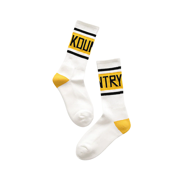KAPITAL - Meia 144 Yarns Kountry (UNIDADE) "Branco/Amarelo" -NOVO-