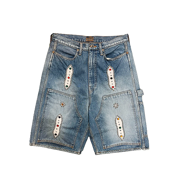 KAPITAL - Bermuda 14oz Denim 5P Studs Remake "Indigo" -NOVO-