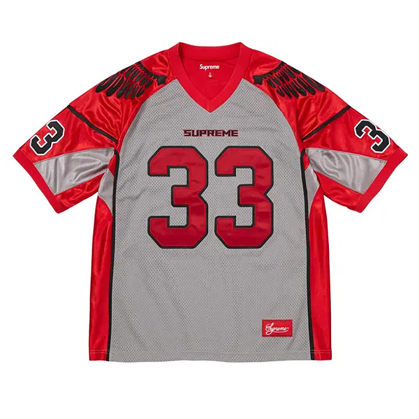 SUPREME - Camiseta Wings Jersey "Vermelho/Cinza" -NOVO-