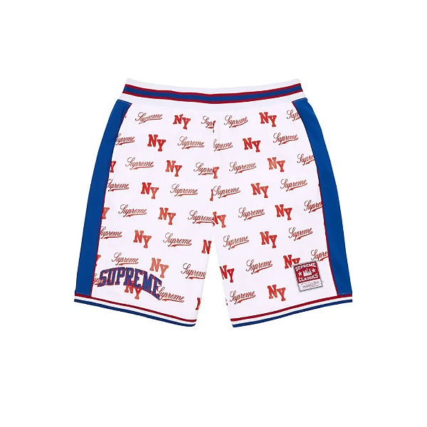 SUPREME x MITCHELL & NESS - Bermuda Monogram "Branco" -NOVO-