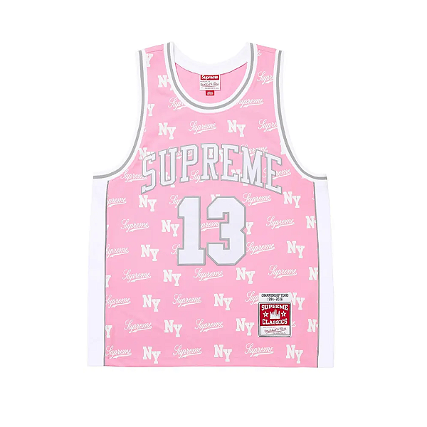 SUPREME x MITCHELL & NESS - Regata Monogram "Rosa" -NOVO-