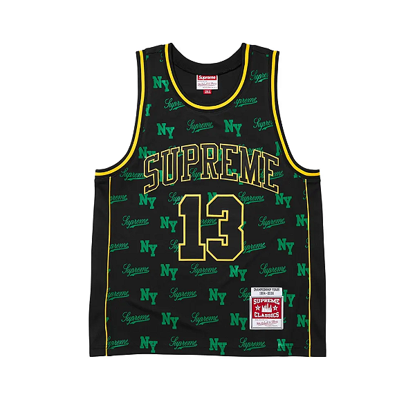 SUPREME x MITCHELL & NESS - Regata Monogram "Preto" -NOVO-