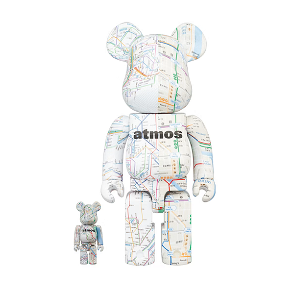 PRÉ VENDA - MEDICOM TOY x ATMOS - Boneco Bearbrick 100% & 400% Set "Subway" -NOVO-