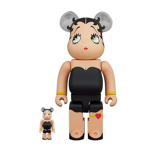 PRÉ VENDA - MEDICOM TOY x BETTY BOOP - Boneco Bearbrick 100% & 400% Set "Black" -NOVO-