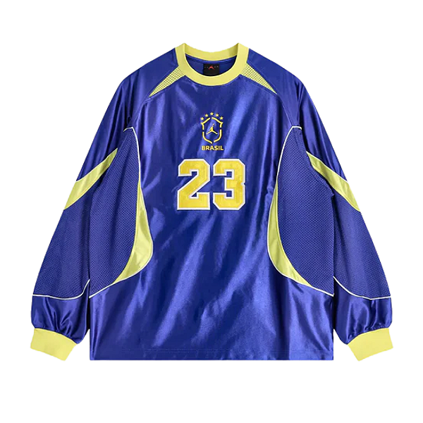 NIKE x JORDAN - Camiseta Manga Longa Goleiro (Brasil) "Azul" -NOVO-
