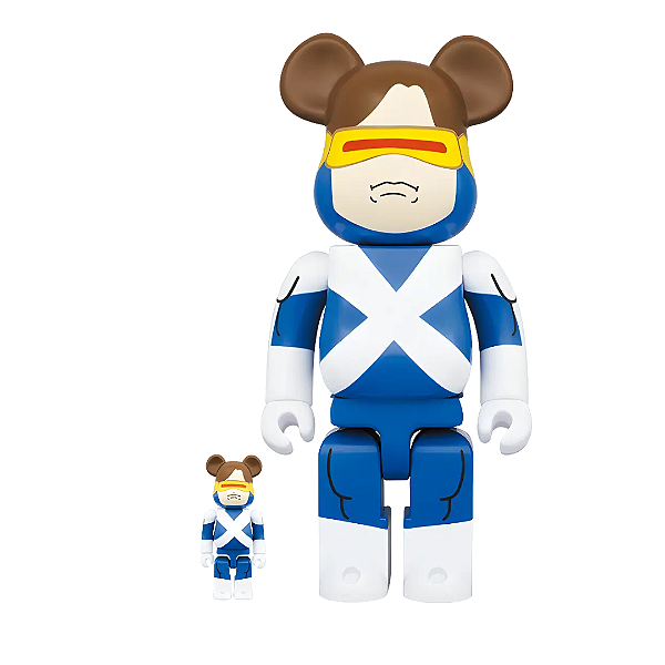 MEDICOM TOY x MARVEL - Boneco Bearbrick 400% & 100% Cyclops "Variant Suit Ver." -NOVO-