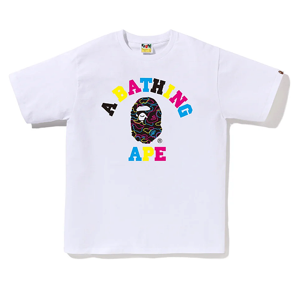 BAPE - Camiseta Neon Camo College "Branco" -NOVO-