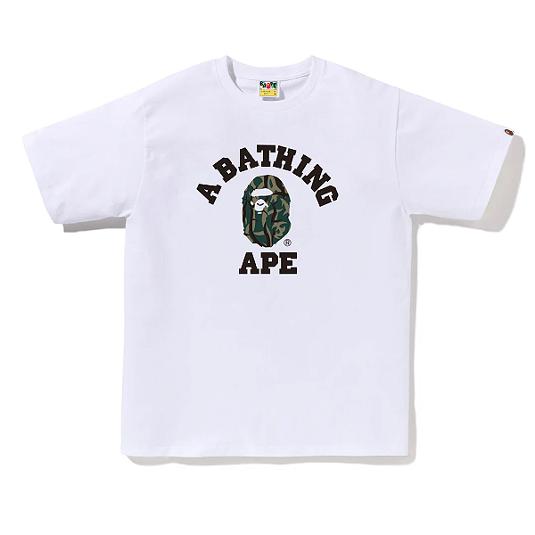 BAPE - Camiseta Trial Camo College "Branco/Verde" -NOVO-