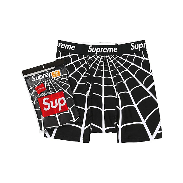 SUPREME x HANES - Cueca Boxer Spider-Man (Pack C/2) "Preto" -NOVO-