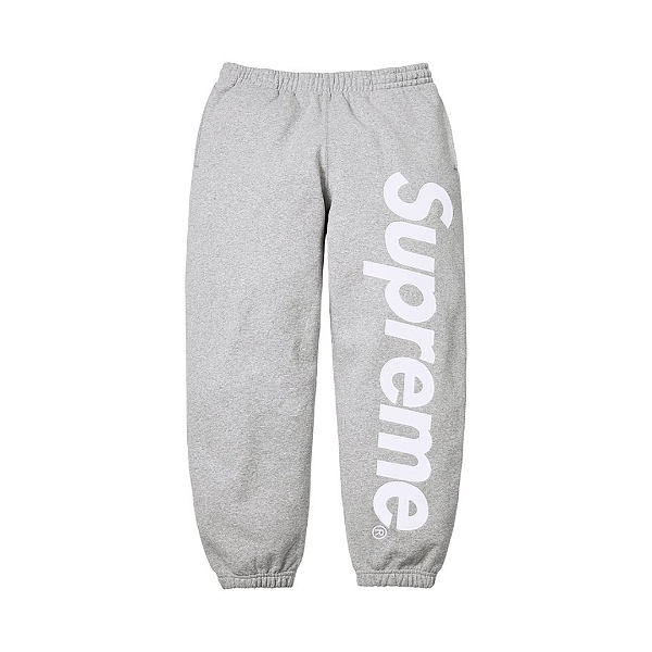 SUPREME - Calça De Moletom Satin Applique "Cinza" -NOVO-