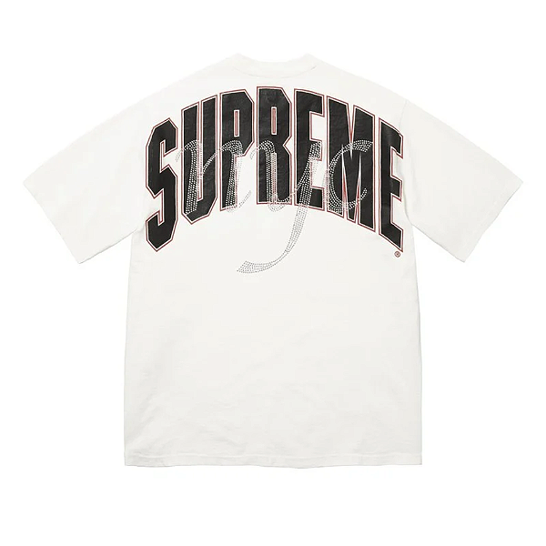 SUPREME - Camiseta Rhinestone Script "Branco" -NOVO-