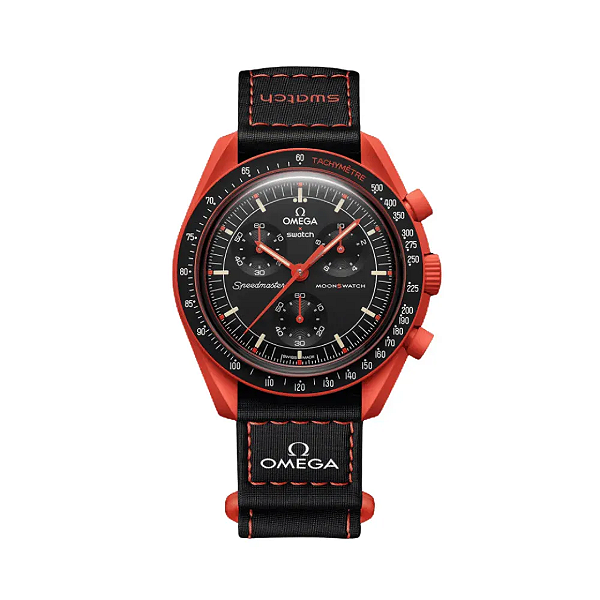 SWATCH x OMEGA - Relógio Bioceramic Mission On Earth "Lava" -NOVO-