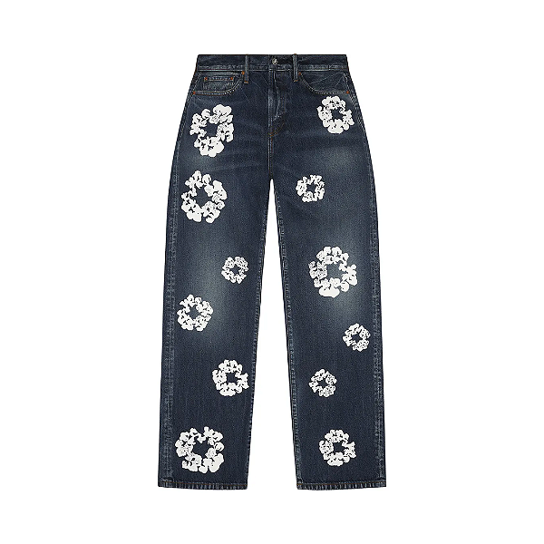 DENIM TEARS - Calça Jeans Baggy Cotton Wreath "Dark Wash" -NOVO-
