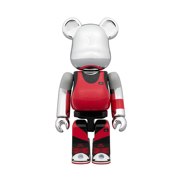 MEDICOM TOY x JORDAN - Boneco Bearbrick 100% "Michael Jordan 1985 Silver" -NOVO-
