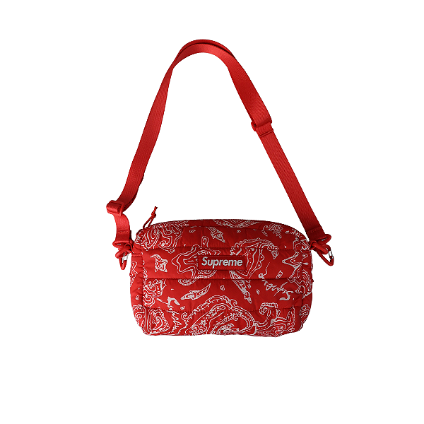 SUPREME - Bolsa Puffer Side FW22 "Vermelho Paisley” -USADO-