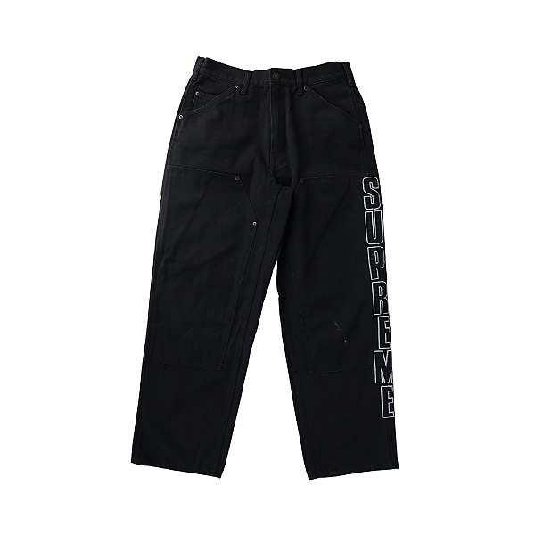 SUPREME - Calça Reflective Double Knee "Preto” -USADO-
