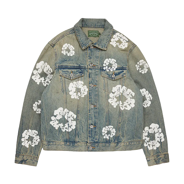 DENIM TEARS - Jaqueta Floral-Print Button-Up Denim "Dirty Wash" -NOVO-